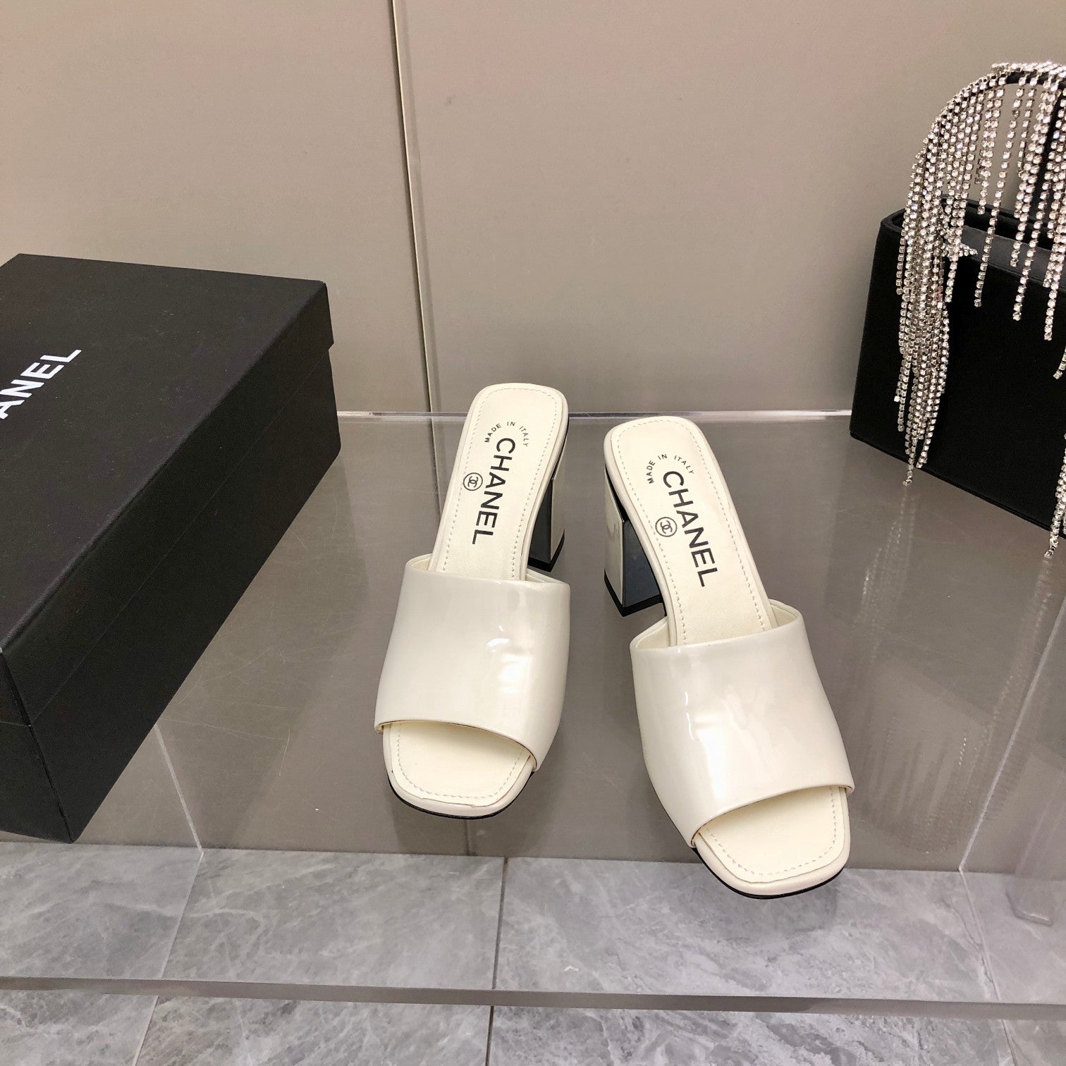 Chanel Mules White