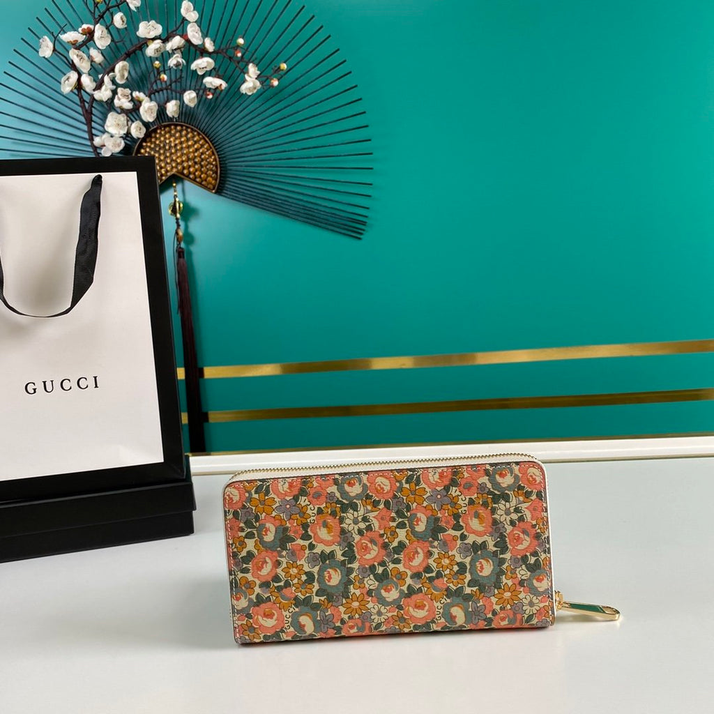 Gucci Liberty Floral Pink Zipped Wallet 19cm