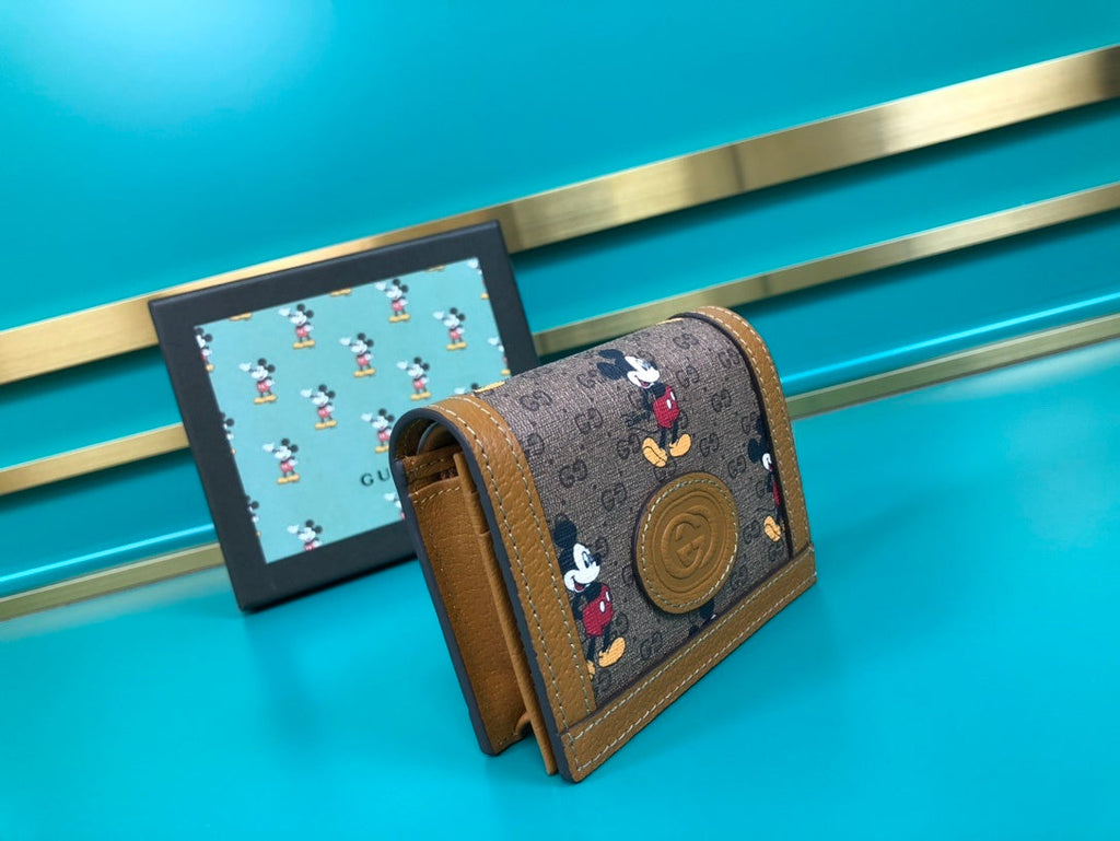 Gucci Disney Mickey Card Case Beige Wallet 11cm