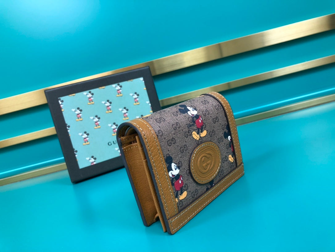 Gucci Disney Mickey Card Case Beige Wallet 11cm