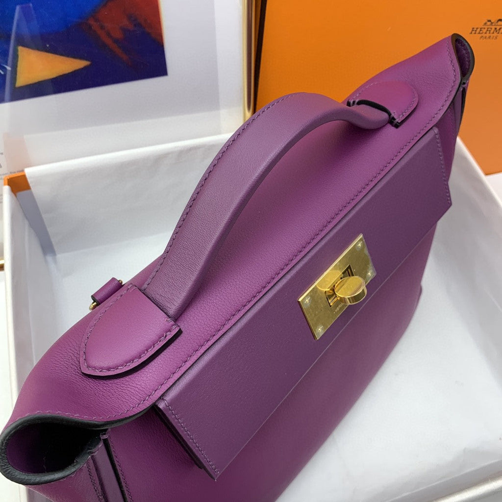 Hermes 24 24 29cm Noir Black Clémence Purple