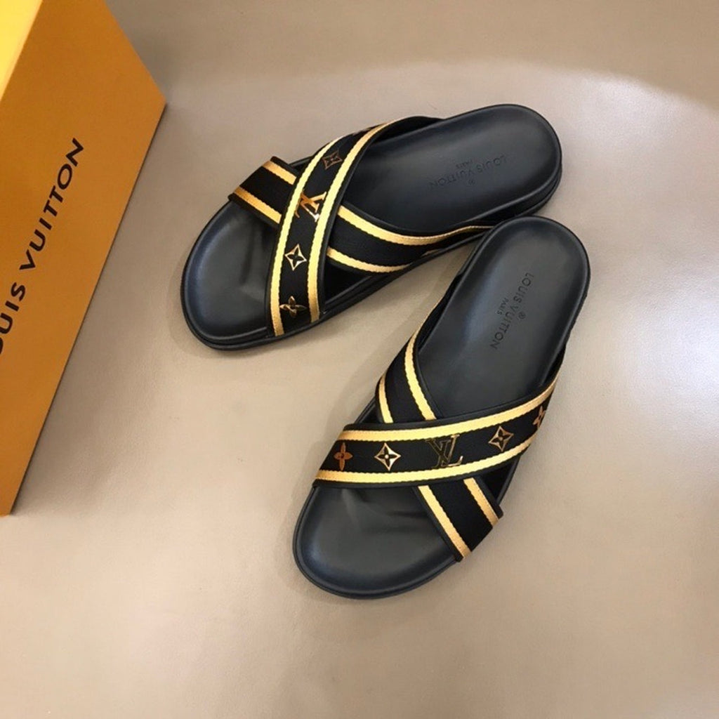 Louis Vuitton Thong Mules Mens Sandals Spring/Summer Collection Black/Gold