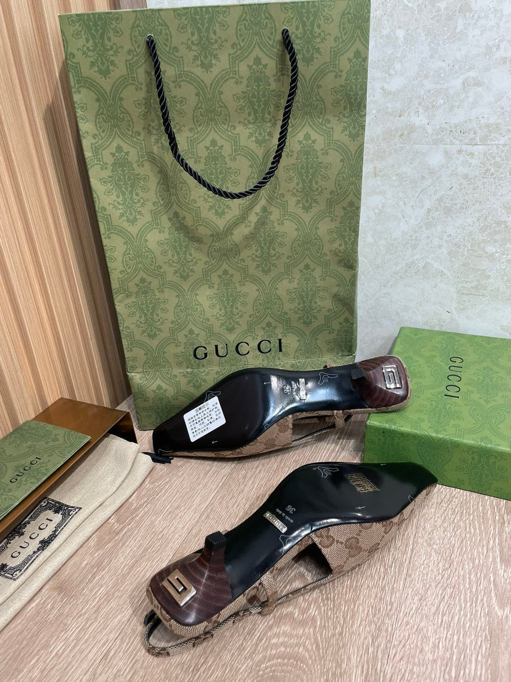 Gucci Slingback Pumps Brown