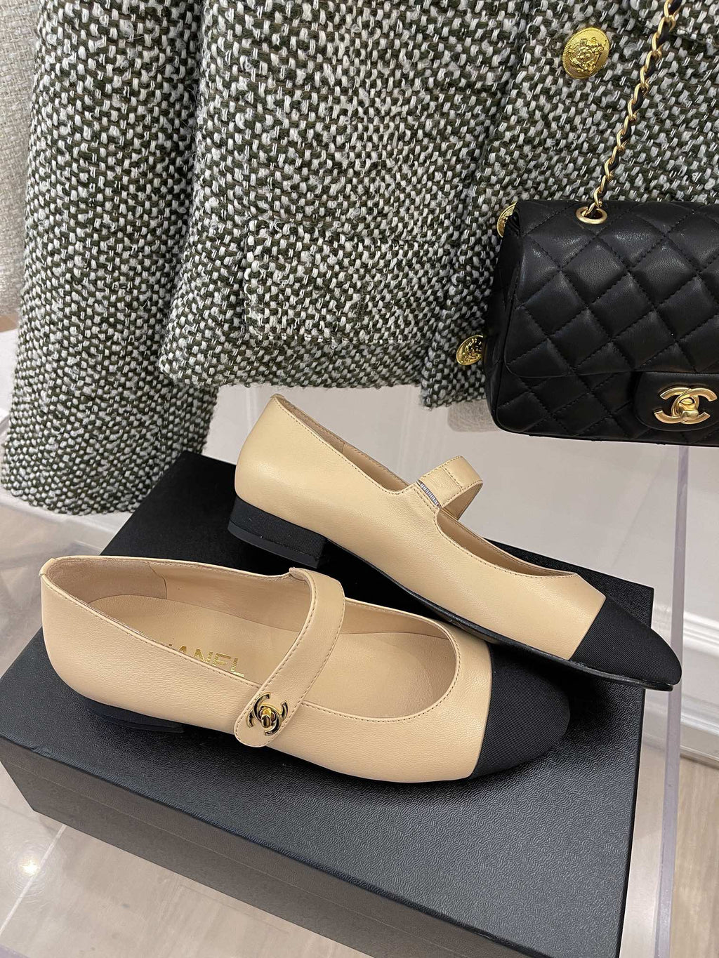 Chanel Sling Back 0.8 Inches Beige