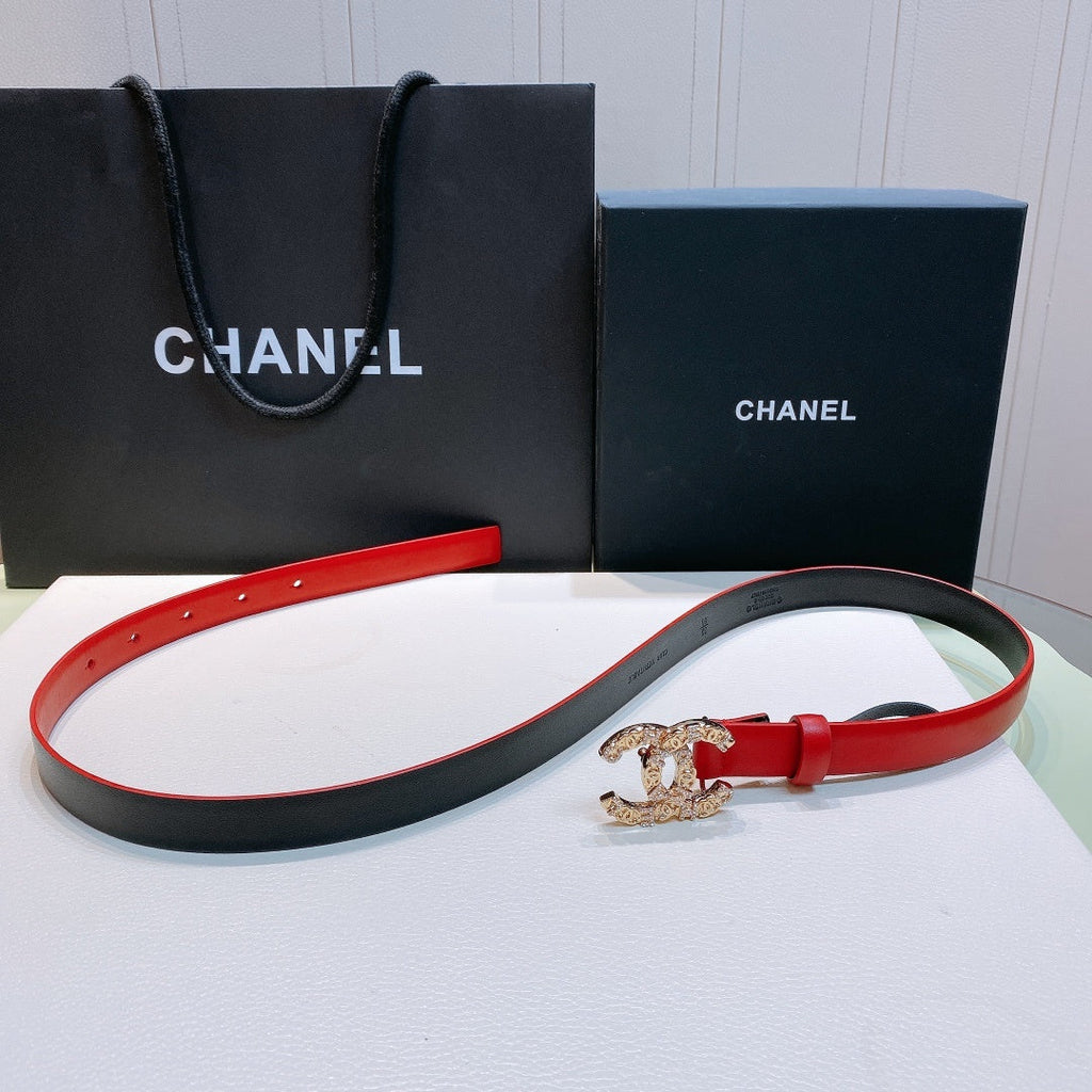Chanel Belt With Beaded Buckle Red