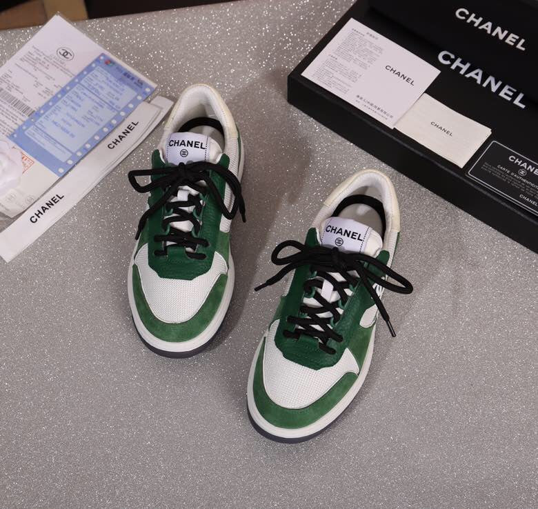 Chanel Trainers Sneakers White/Dark Green