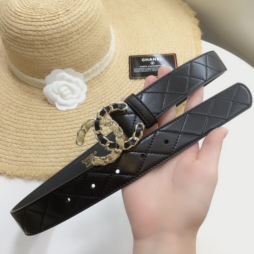 Chanel Belt With Double C Buckle Black