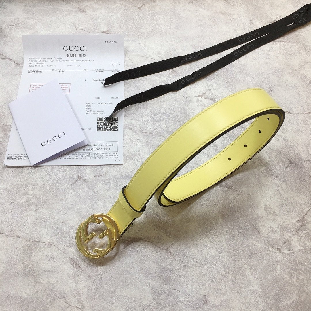 Gucci Belt With Double G Buckle Yellow