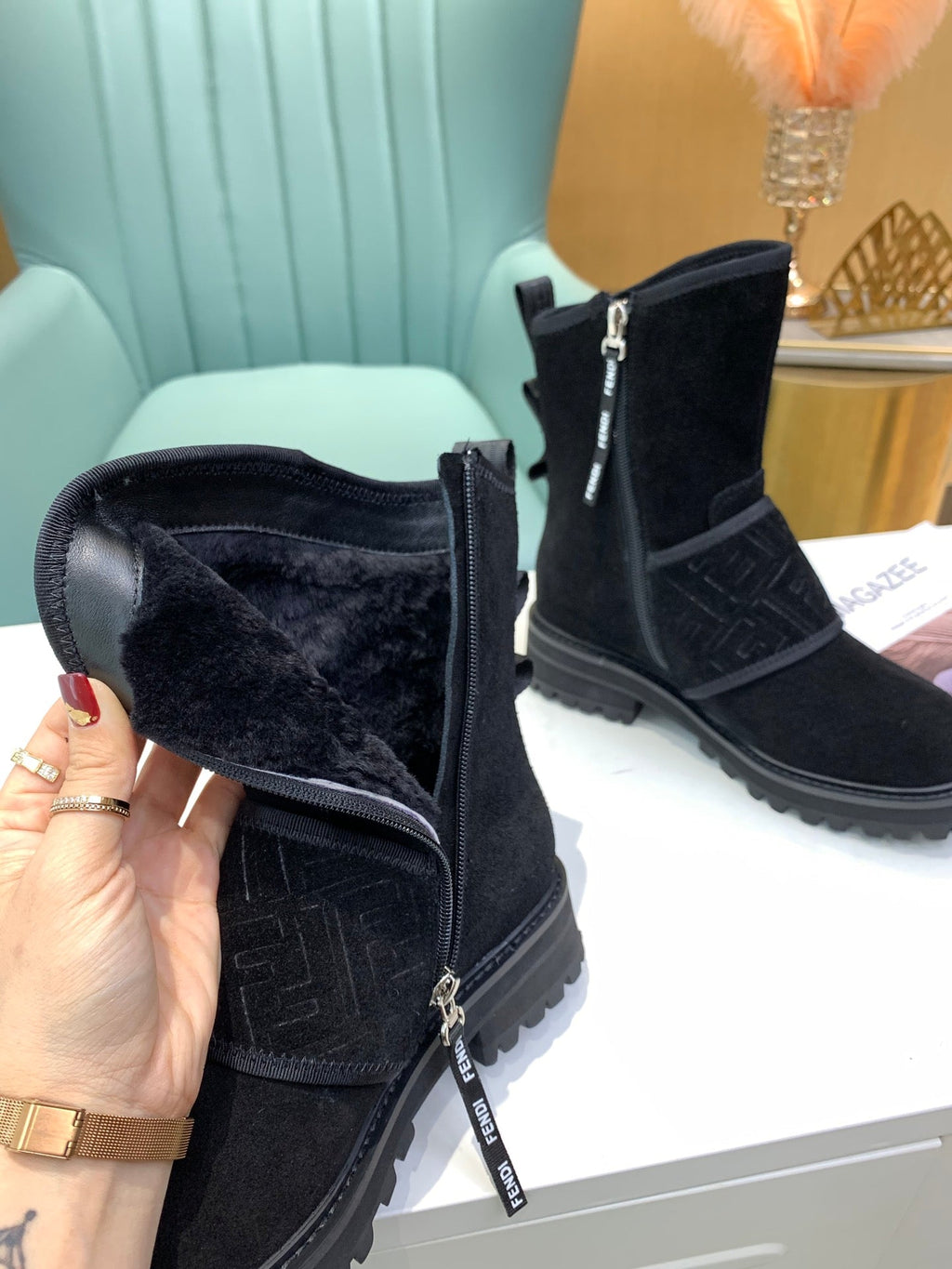 Fendi Signature Boots Black