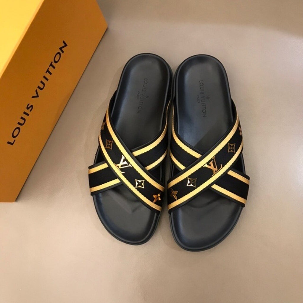 Louis Vuitton Thong Mules Mens Sandals Spring/Summer Collection Black/Gold