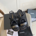 Chanel Velcro Rope Strappy Sandals Calfskin Leather Spring/Summer Collection Black