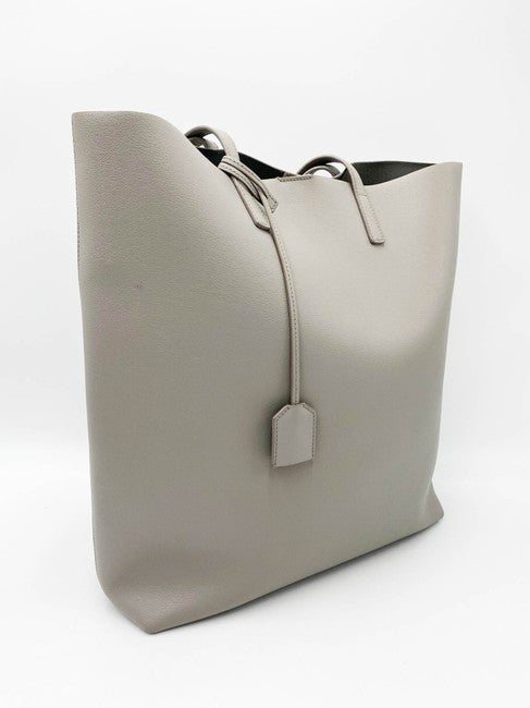 Saint Laurent Bag Shopping Calfskin Medium Light Grey Leather Tote