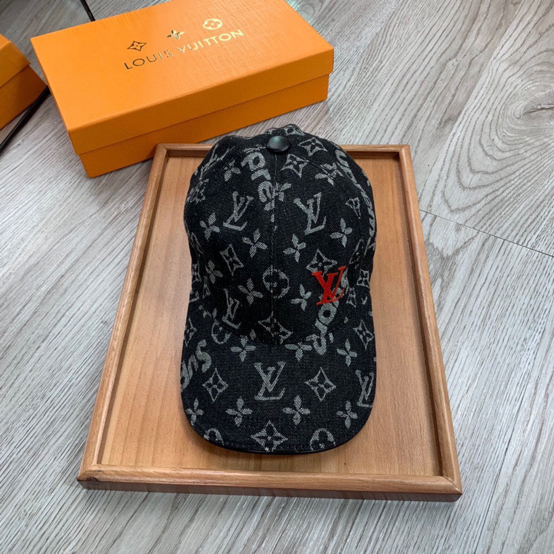 Louis Vuitton Black Monogram Baseball Cap