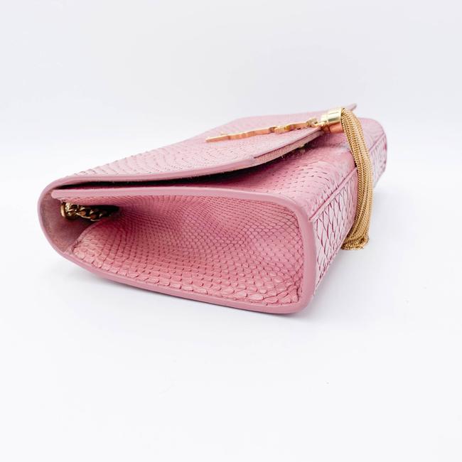 Saint Laurent Monogram Kate Medium Monogram Snakeskin Pink Leather Shoulder Bag