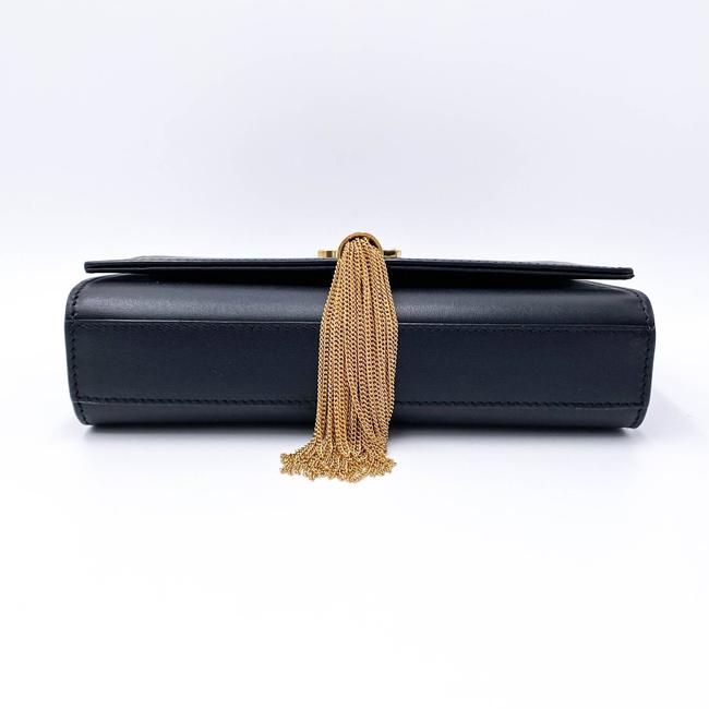 Saint Laurent Monogram Kate Small Smooth Calfskin Tassel On Chain Black Leather Shoulder Bag