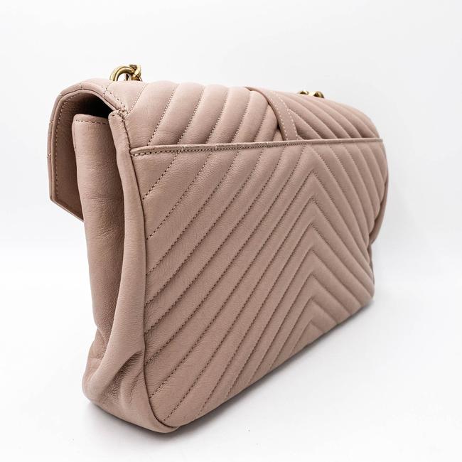 Saint Laurent Sheepskin Matelasse Chevron Monogram Large College Satchel Pink Leather Shoulder Bag