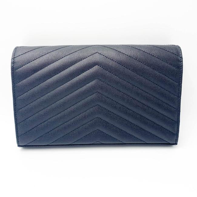 Saint Laurent Chain Wallet Ghw Matelasse Chevron Monogram Woc Black Leather Shoulder Bag