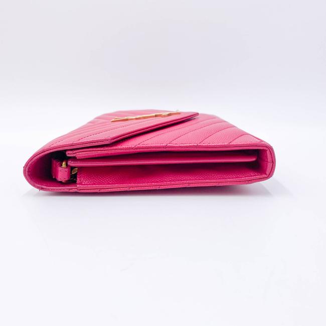 Saint Laurent Medium Wallet On A Chain Ghw Monogram Pink Leather Shoulder Bag