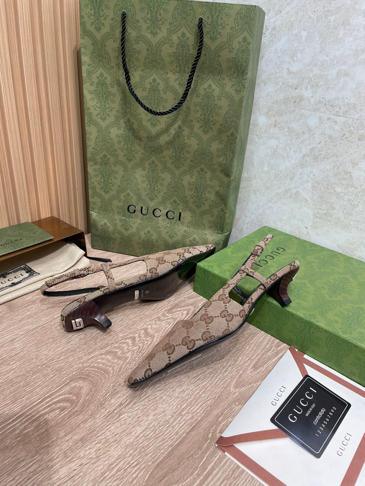 Gucci Slingback Pumps Brown