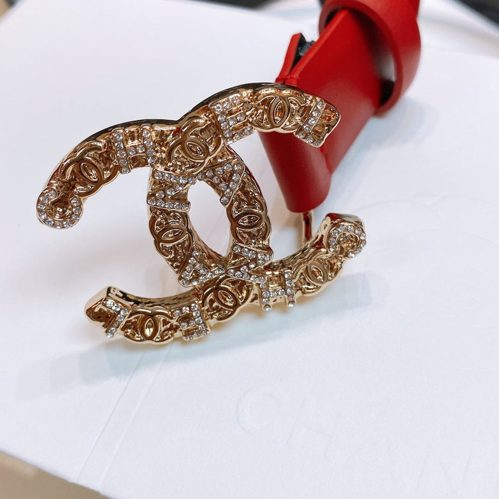 Chanel Belt With Beaded Buckle Red