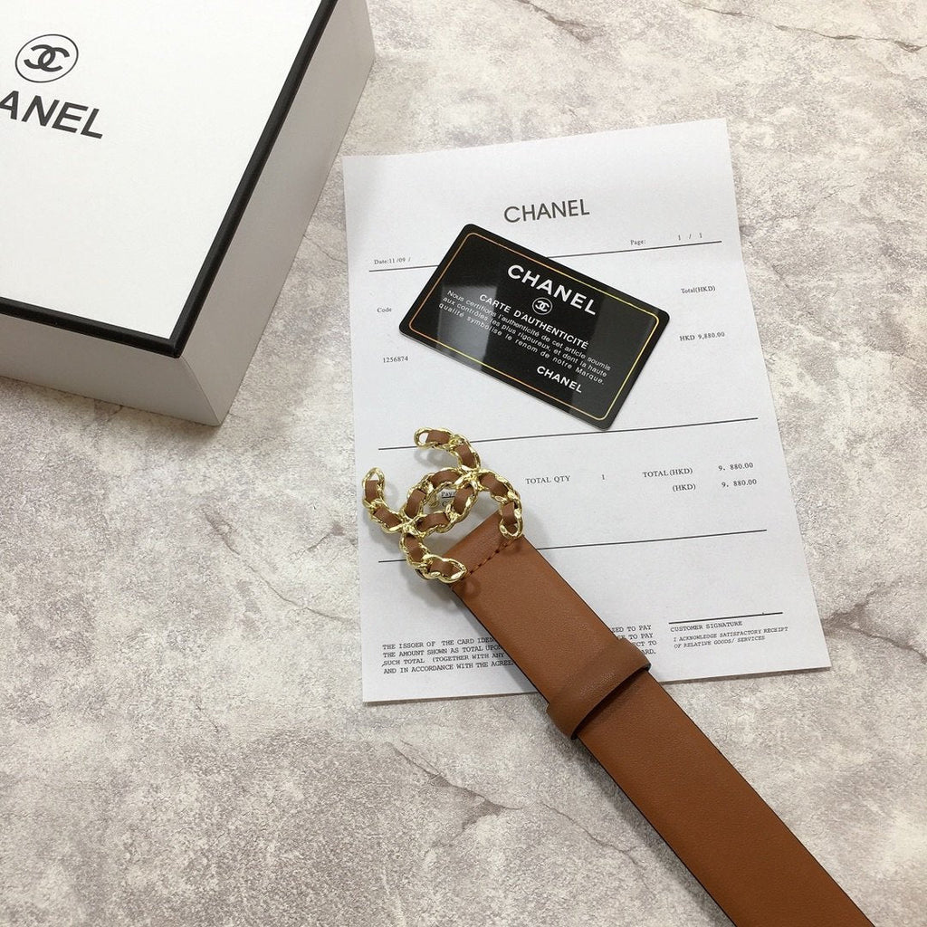 Chanel Belt With Double C Buckle Brown