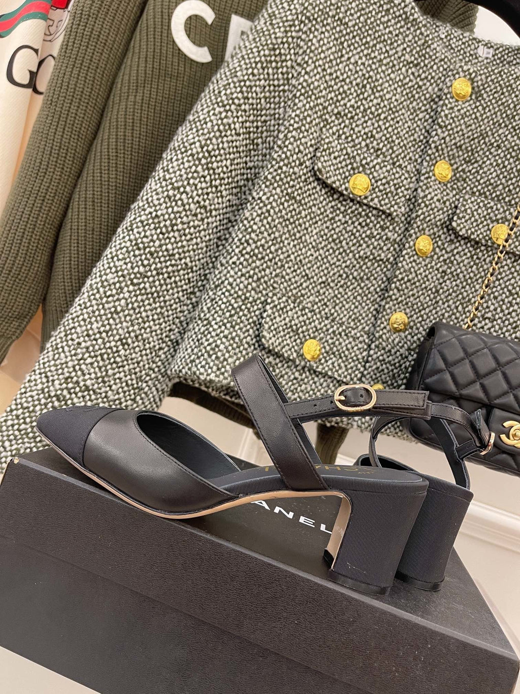 Chanel Sling Back Black