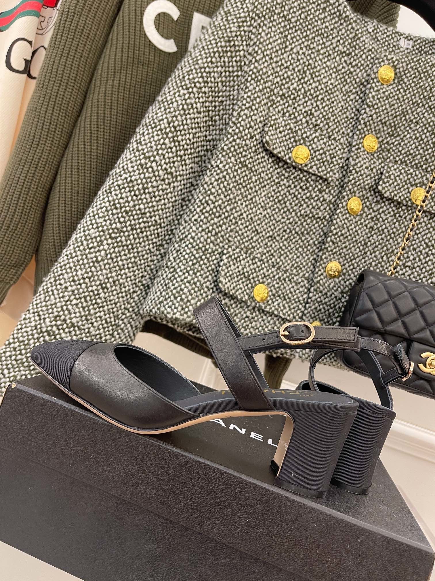 Chanel Sling Back Black