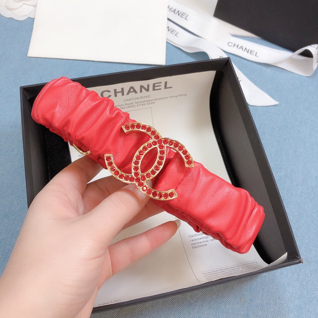Chanel Belt With Double C Buckle Red