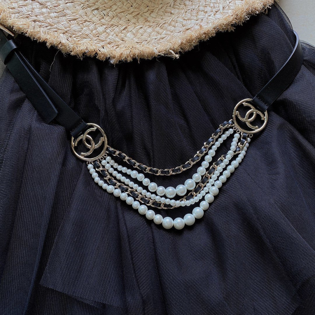 Chanel Belt With Square Metal Buckle Black