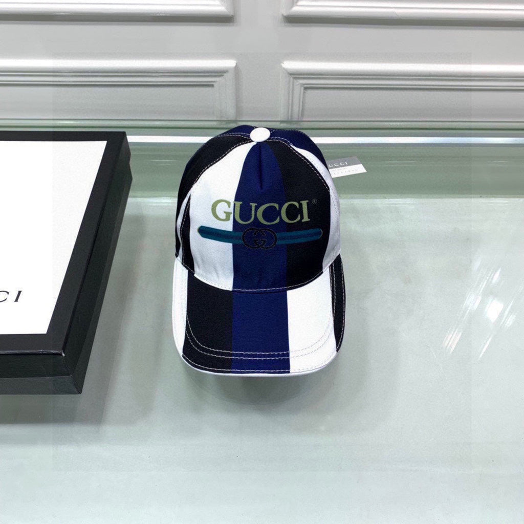 Gucci Canvas Baseball Cap with Web White And Blue