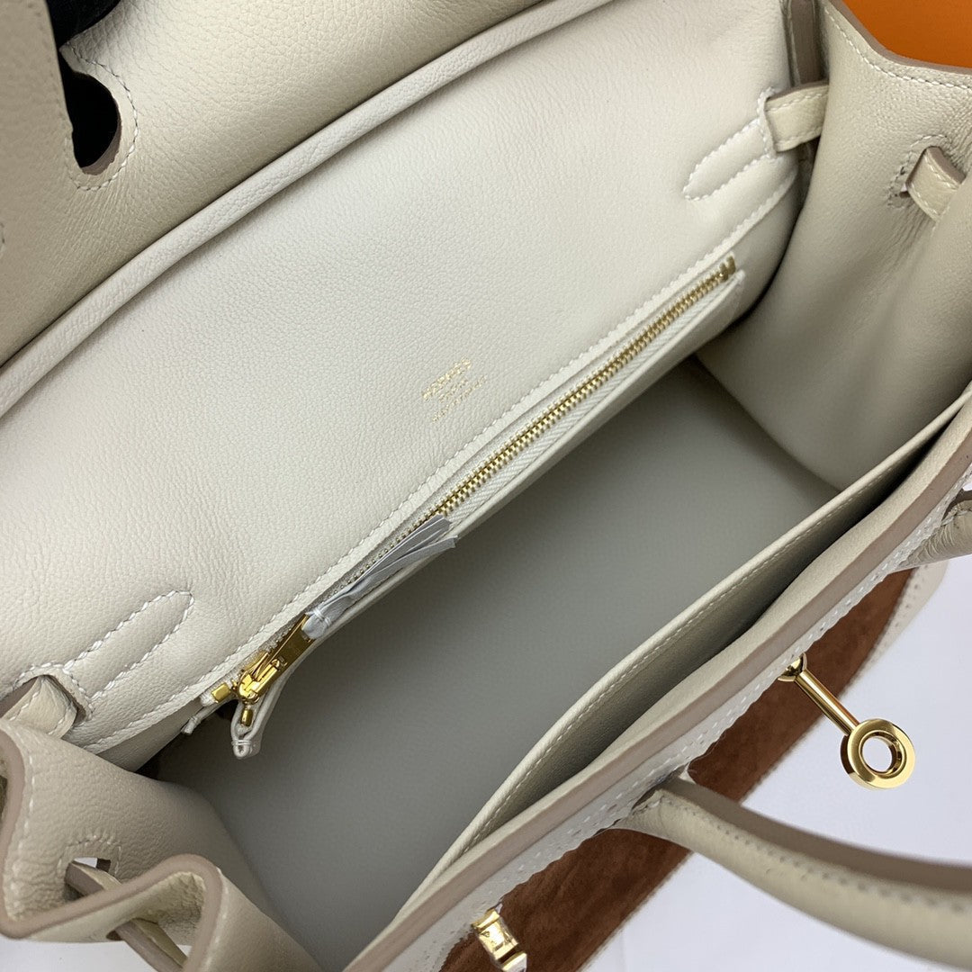 Hermes Birkin 25 Nata Swift Gold Hardware Bi Color
