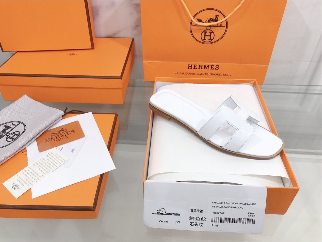 Hermes Oran Sandal White