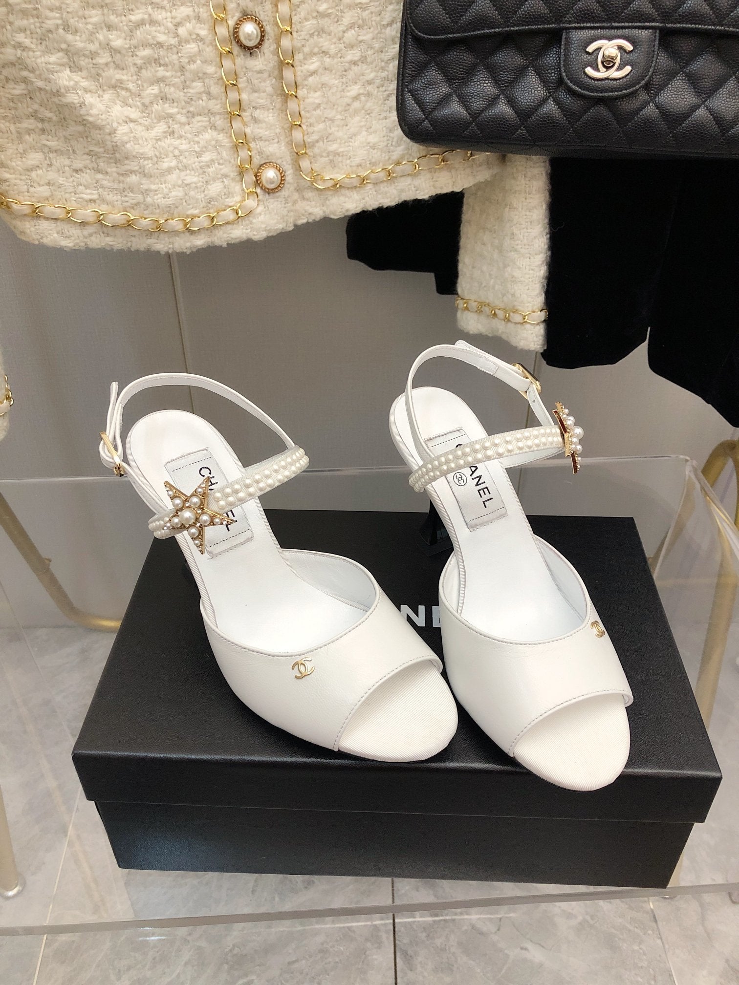 Chanel Open Shoes White