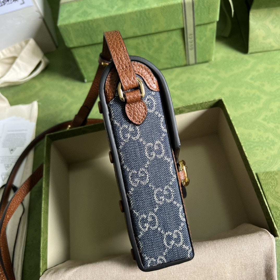 Gucci 625615 Horsebit 1955 Mini Bag 12cm Blue