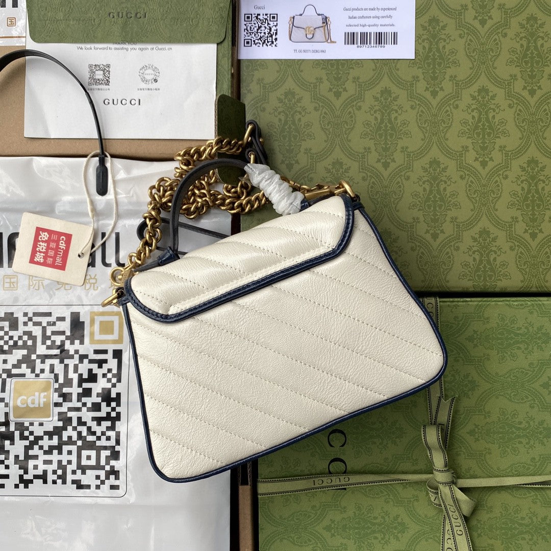 Gucci Marmont Mini Top Handle Bag 26cm White