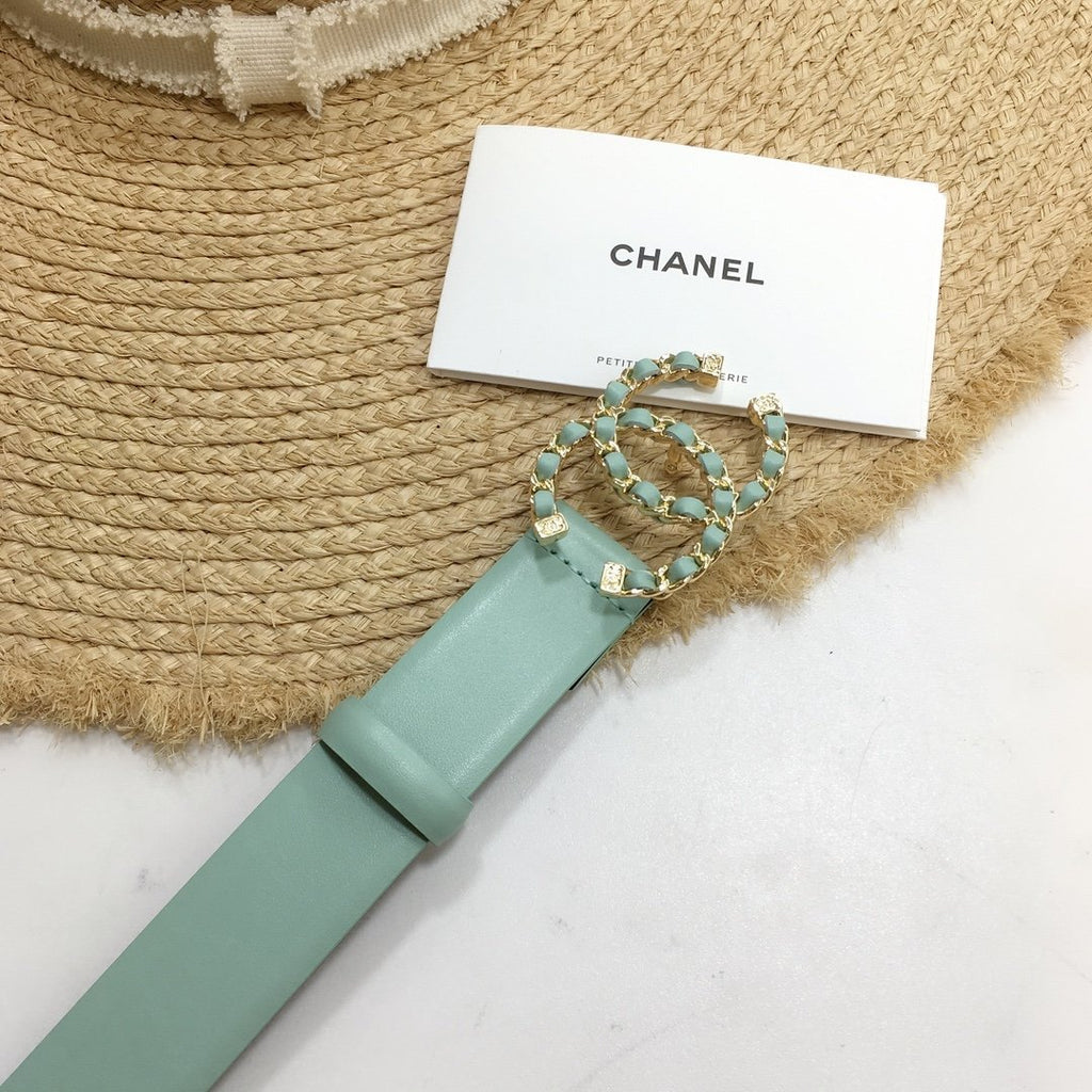 Chanel Belt With Double C Buckle Jade Green