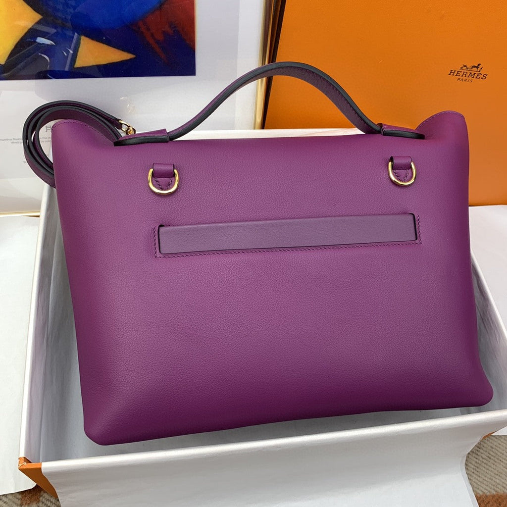 Hermes 24 24 29cm Noir Black Clémence Purple