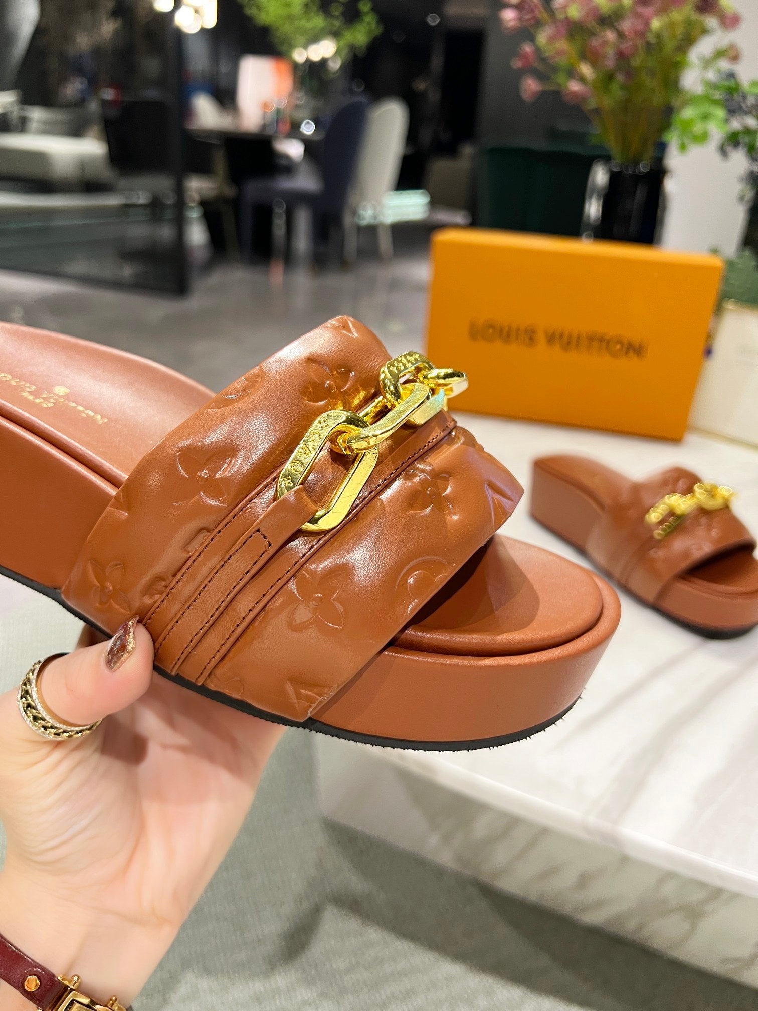 Louis Vuitton Jumbo Flatform Mule Brown