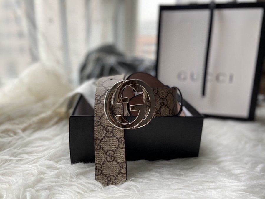 Gucci Belt With Double G Buckle Grey