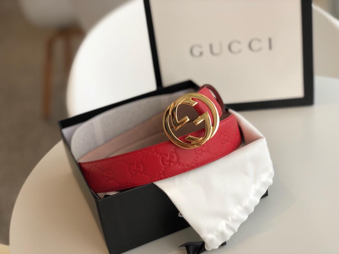 Gucci Belt With Double G Buckle Red