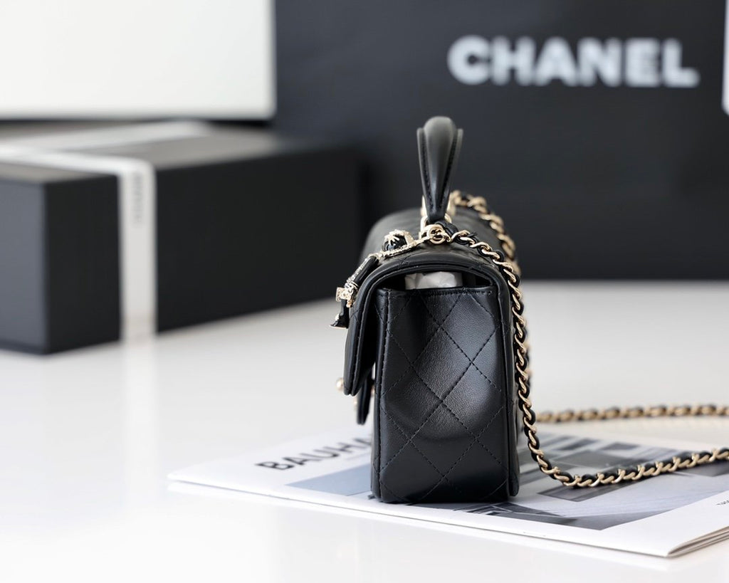 Chanel Mini Flapbag With Top Handle AS2431 20cm Black