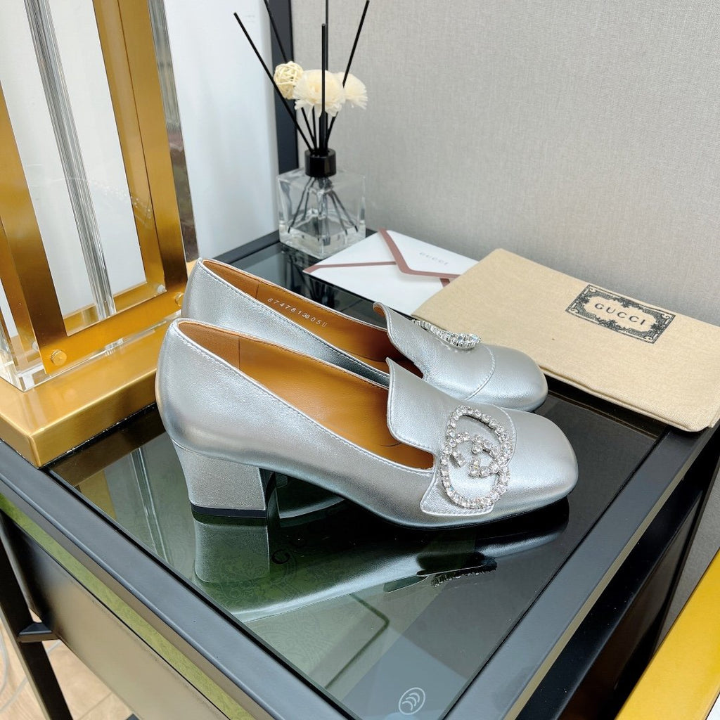 Gucci Mid-heel Pump With Horsebit Silver