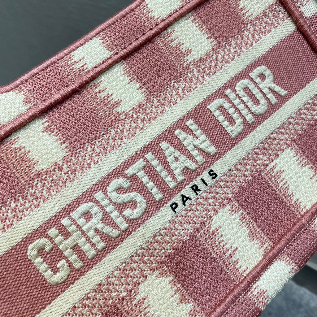 Christian Dior Pink Book Tote D-Stripes 23cm