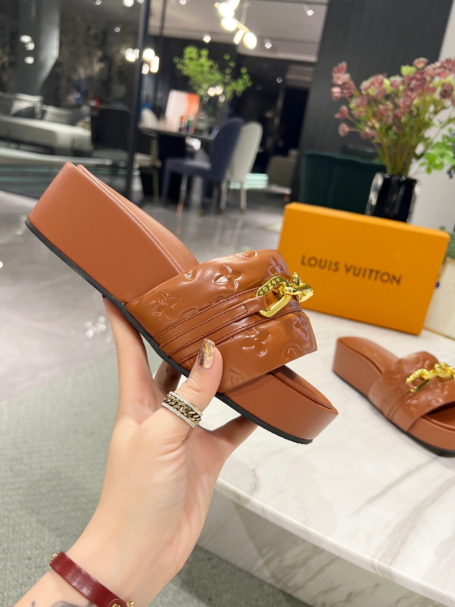 Louis Vuitton Jumbo Flatform Mule Brown