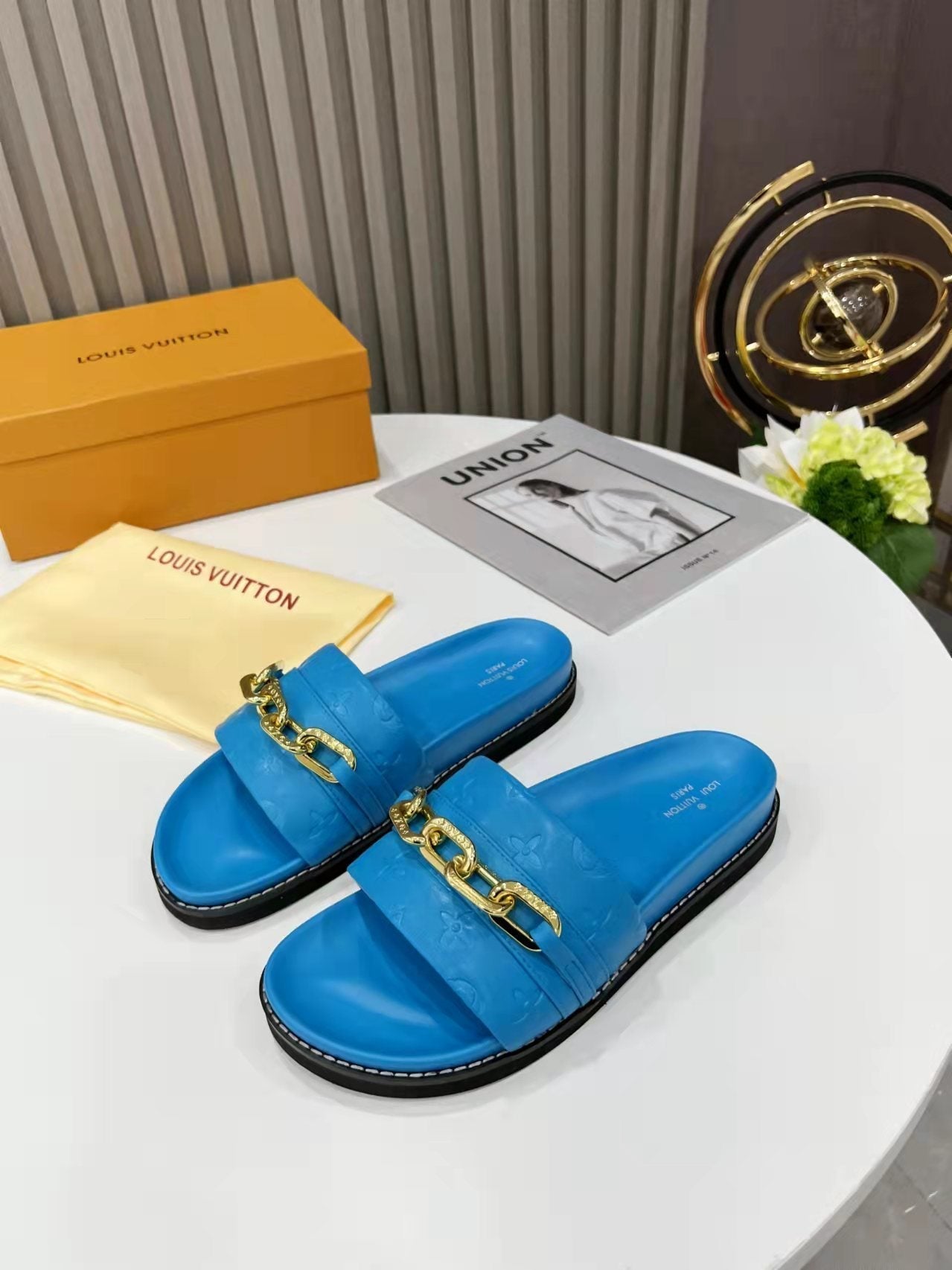 Louis Vuitton Unset Flat Comfort Mule Blue