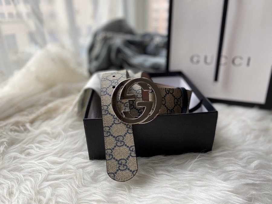 Gucci Belt With Double G Buckle Grey
