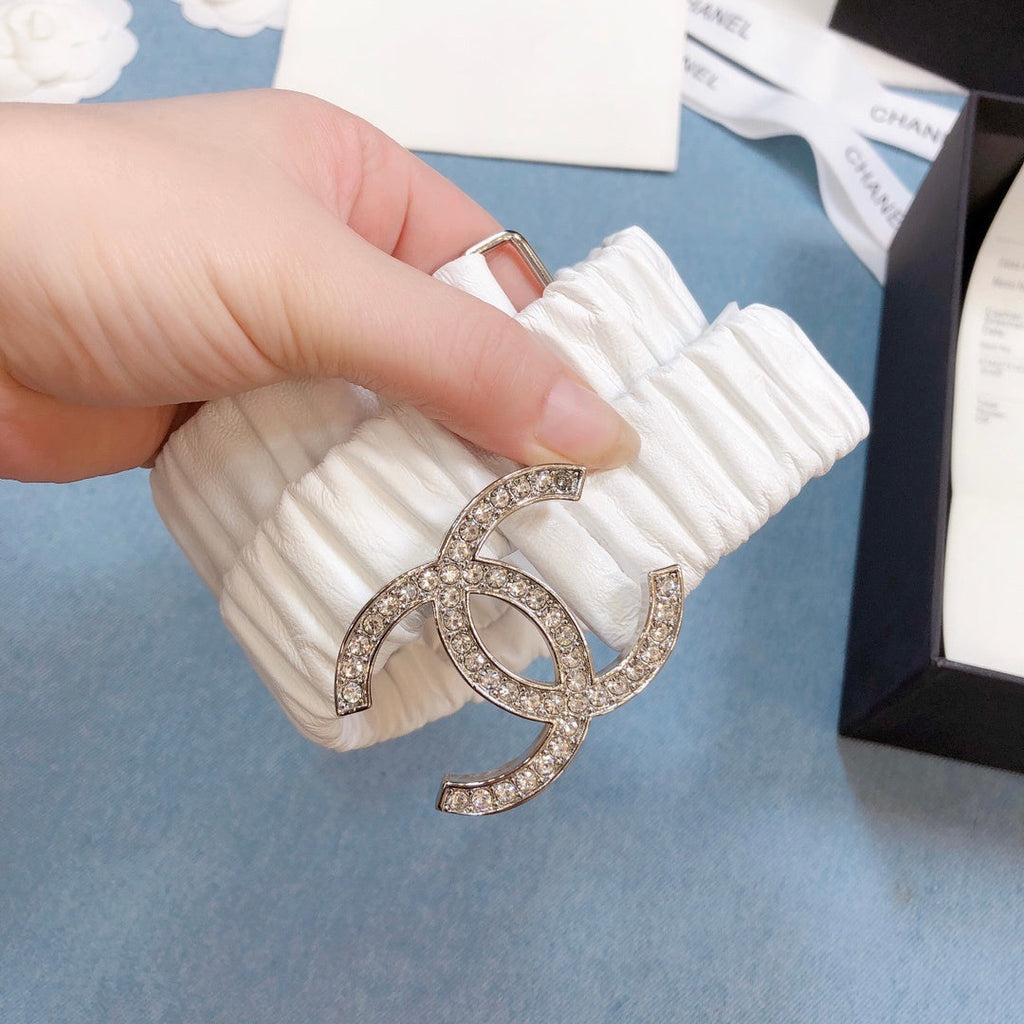 Chanel Belt With Double C Buckle White