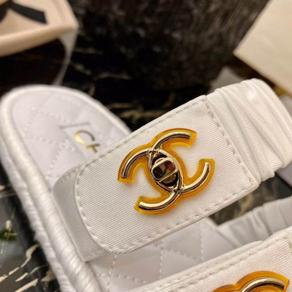 Chanel Ruched Mule Sandals Calfskin Leather Spring/Summer Collection White