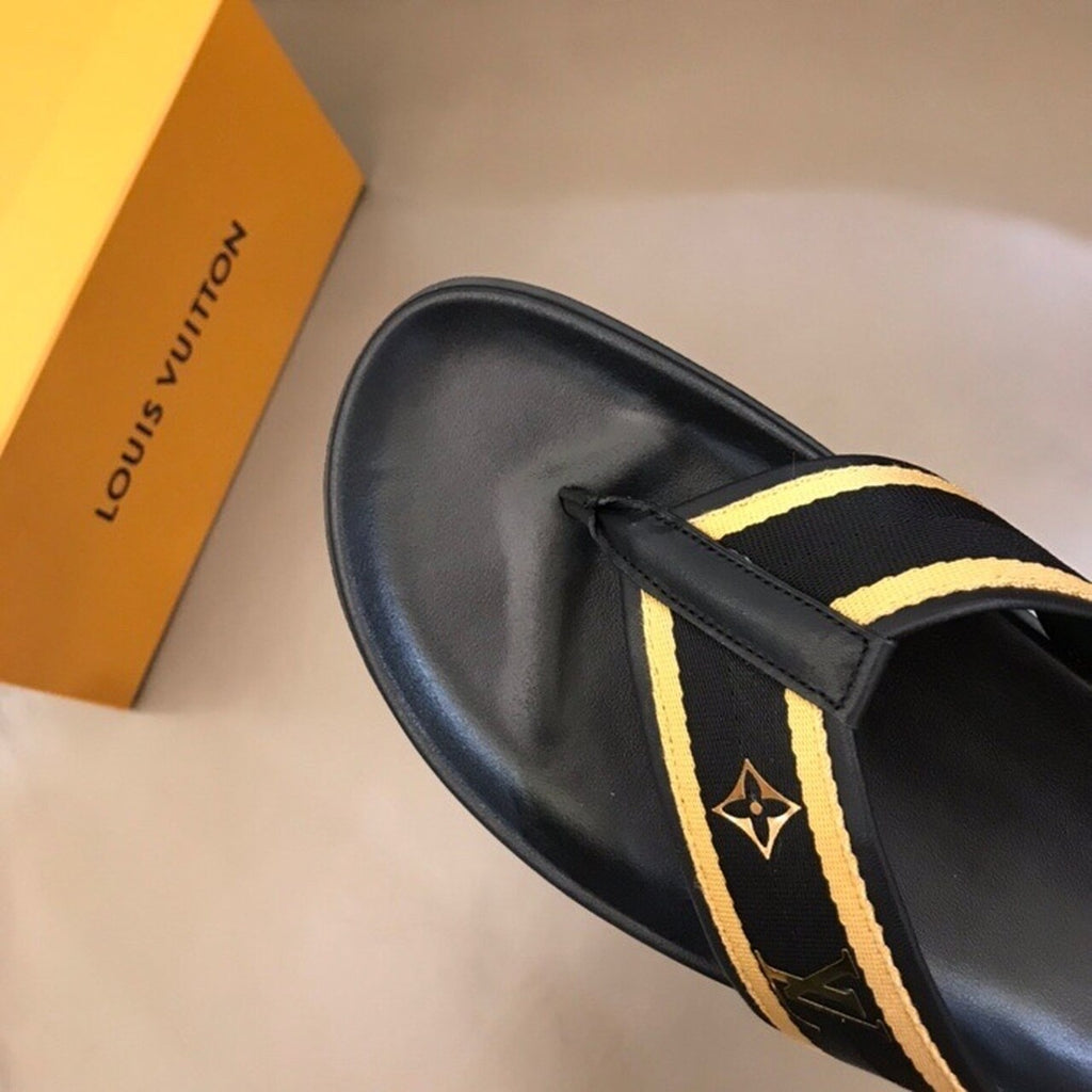 Louis Vuitton Thong Mules Mens Sandals Spring/Summer Collection Black/Gold