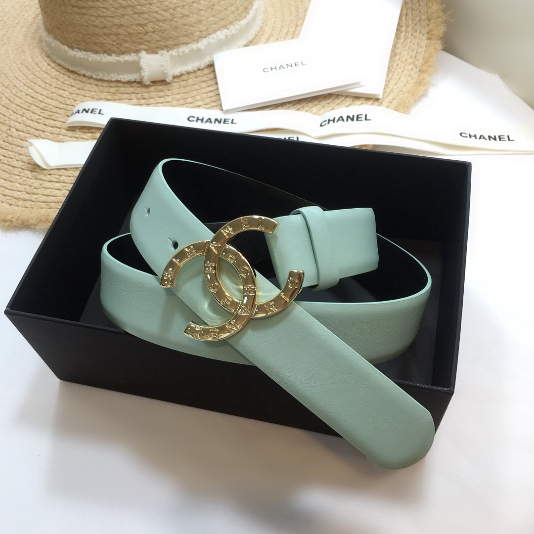 Chanel Belt With Double C Buckle Jade Green